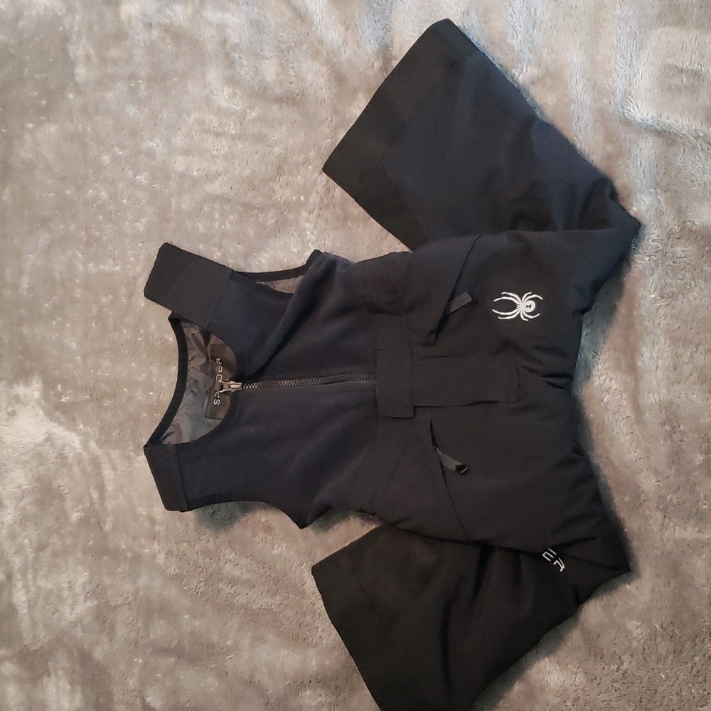 Spider Expedition toddler snow bib, black, size 3